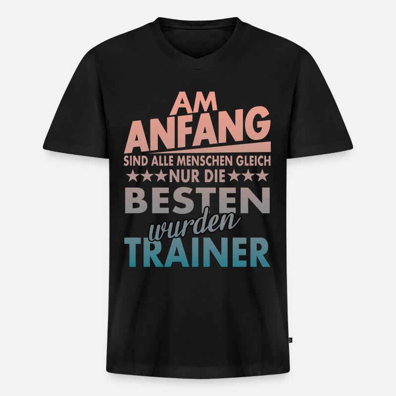 trainer - Männer Premium Bio T-Shirt mit V-Ausschnitt - Schwarz
