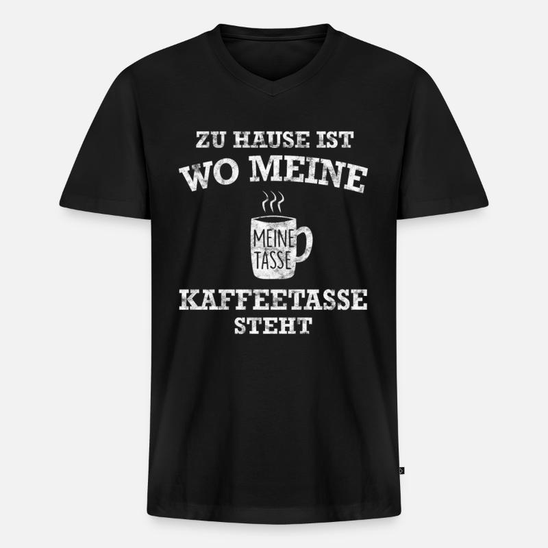 Kaffee Morgenmuffel - Männer Premium Bio T-Shirt mit V-Ausschnitt - Schwarz