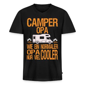 camper opa - Männer Premium Bio T-Shirt mit V-Ausschnitt - Schwarz - Vorne - Nico (187cm)