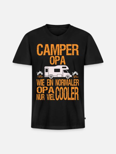 camper opa - Männer Premium Bio T-Shirt mit V-Ausschnitt - Schwarz