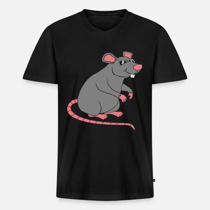 Ratte - Männer Premium Bio T-Shirt mit V-Ausschnitt - Schwarz