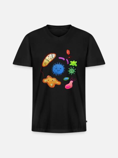 Microorganisme microbiologie microbiologiste bio - T-shirt encolure en V Premium bio Homme - noir