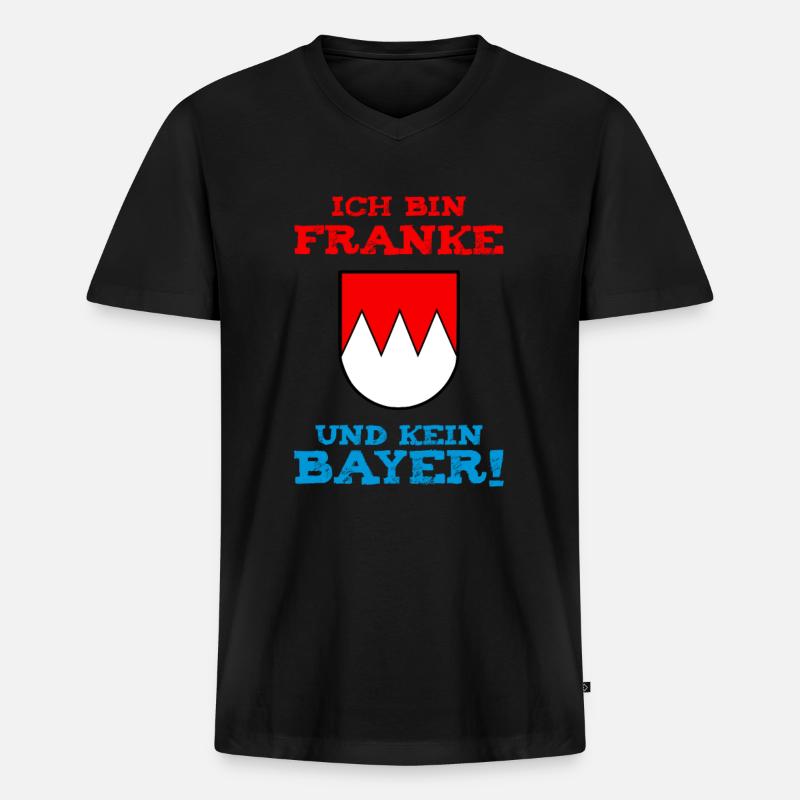 Franke Und Kein Bayer! - Männer Premium Bio T-Shirt mit V-Ausschnitt - Schwarz