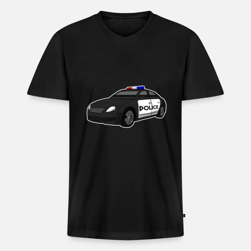 Polizeiauto - Männer Premium Bio T-Shirt mit V-Ausschnitt - Schwarz