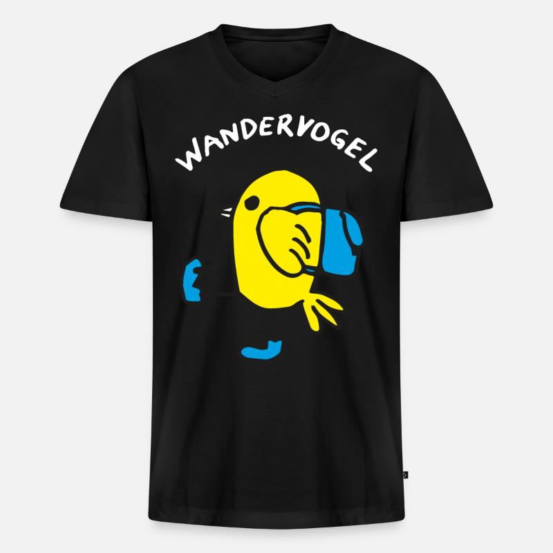 WANDERVOGEL, Wandern - Männer Premium Bio T-Shirt mit V-Ausschnitt - Schwarz