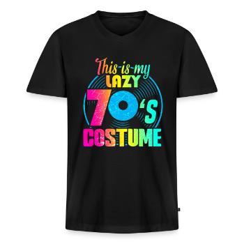 70'erne 1970'erne 70'erne musikdisko kostume - Premium økologisk T-shirt med V-hals til mænd - sort - Foran - Nico (187cm)