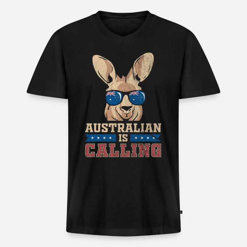 Känguru Australien Tier Outback Geschenkidee - Männer Premium Bio T-Shirt mit V-Ausschnitt - Schwarz
