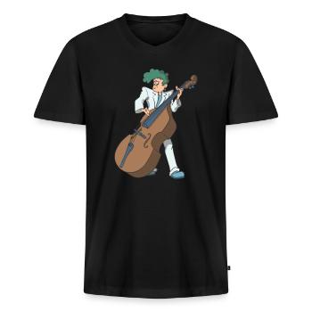 Double bass player rockabilly - Men's Premium Organic T-shirt with V-neck - black - Front - Nico (187cm)