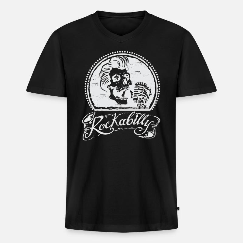 Rockabilly - Männer Premium Bio T-Shirt mit V-Ausschnitt - Schwarz