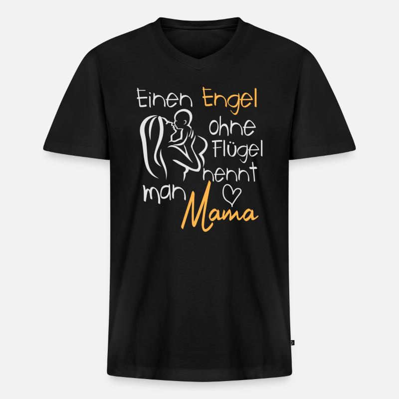 Mama Engel - Männer Premium Bio T-Shirt mit V-Ausschnitt - Schwarz