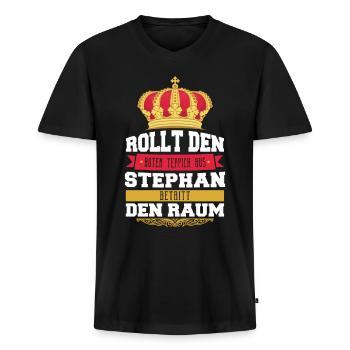 Geschenk Stephan Rollt Teppich aus Geburtstag - Männer Premium Bio T-Shirt mit V-Ausschnitt - Schwarz - Vorne - Nico (187cm)