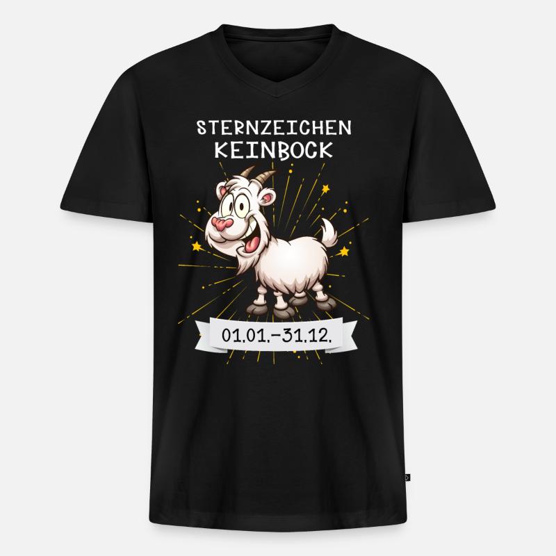 Sternzeichen Keinbock - Männer Premium Bio T-Shirt mit V-Ausschnitt - Schwarz
