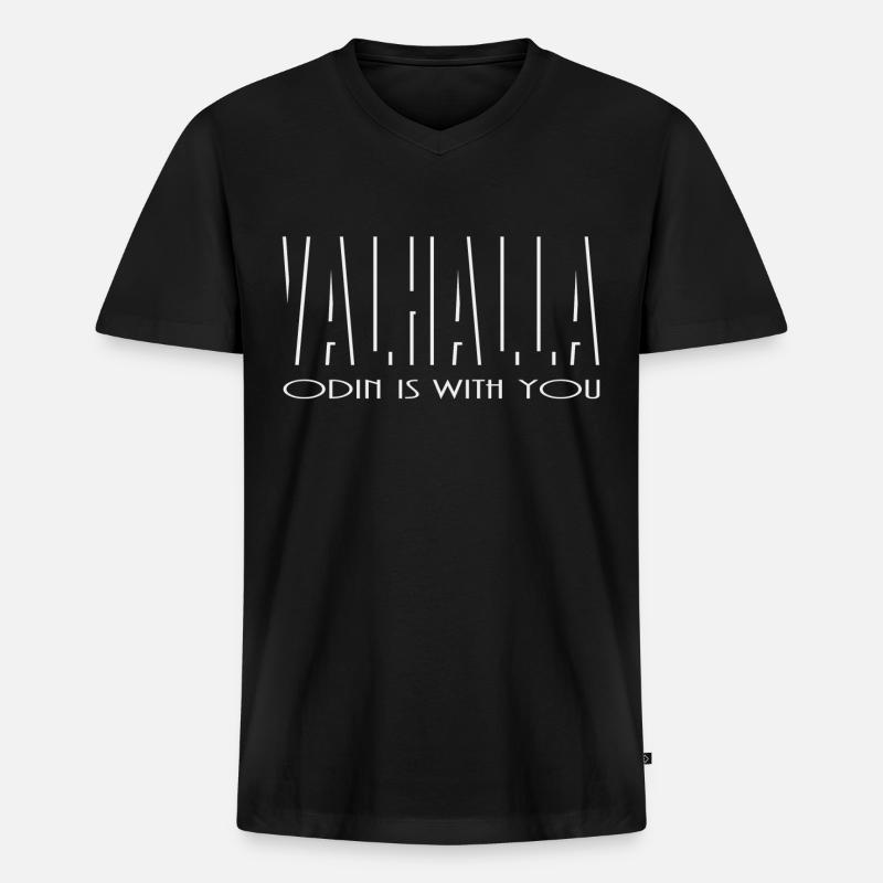 Valhalla - Männer Premium Bio T-Shirt mit V-Ausschnitt - Schwarz