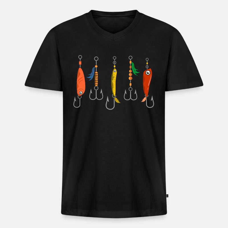 Angelköder Blinker Kunstköder - Männer Premium Bio T-Shirt mit V-Ausschnitt - Schwarz