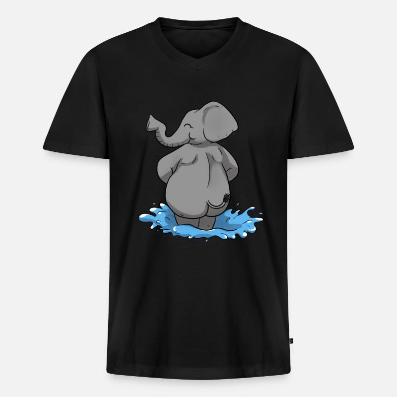 Elefant Wasser Elephant - Männer Premium Bio T-Shirt mit V-Ausschnitt - Schwarz