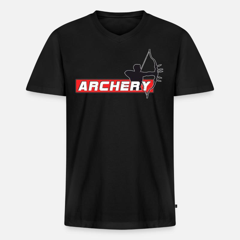 Bogenschießen - Männer Premium Bio T-Shirt mit V-Ausschnitt - Schwarz