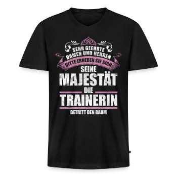 Trainerin Sprüche Geschenk - Männer Premium Bio T-Shirt mit V-Ausschnitt - Schwarz - Vorne - Nico (187cm)