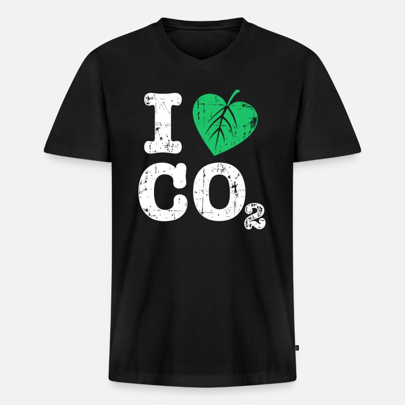 CO2 - Männer Premium Bio T-Shirt mit V-Ausschnitt - Schwarz