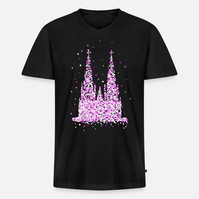 Kölner Dom - Männer Premium Bio T-Shirt mit V-Ausschnitt - Schwarz