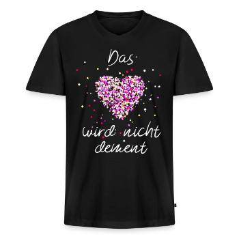 Das Herz wird nicht dement - Männer Premium Bio T-Shirt mit V-Ausschnitt - Schwarz - Vorne - Nico (187cm)