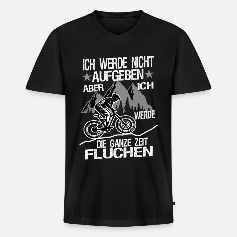 Ich werde nicht Aufgeben - Männer Premium Bio T-Shirt mit V-Ausschnitt - Schwarz
