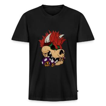 Dead Bowser - Männer Premium Bio T-Shirt mit V-Ausschnitt - Schwarz - Vorne - Nico (187cm)