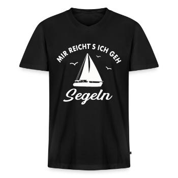 Mir reichts ich geh Segeln. - Männer Premium Bio T-Shirt mit V-Ausschnitt - Schwarz - Vorne - Nico (187cm)