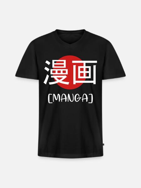 manga - Men's Premium Organic T-shirt with V-neck - black