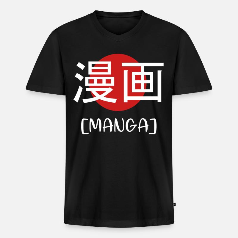 manga - Männer Premium Bio T-Shirt mit V-Ausschnitt - Schwarz