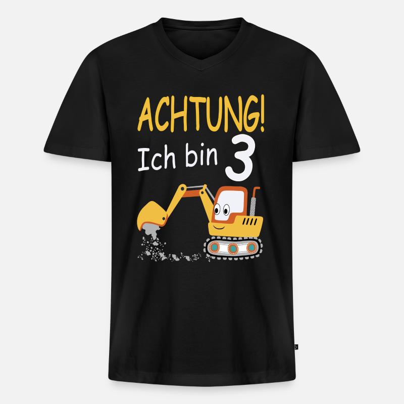 Achtung ich bin 3 - Männer Premium Bio T-Shirt mit V-Ausschnitt - Schwarz