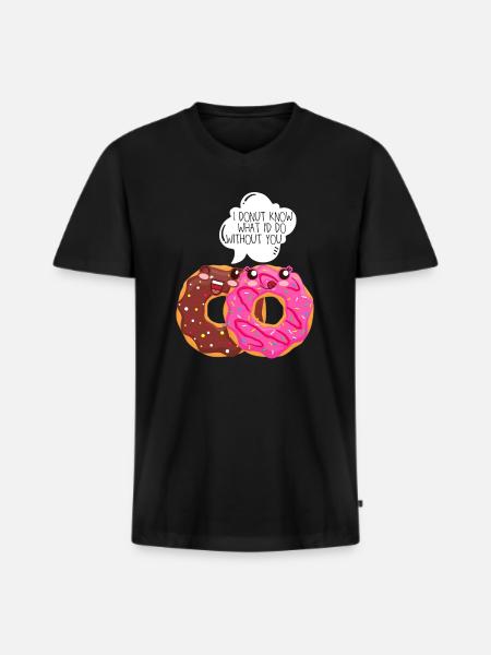 Donut love partner relationship boyfriend joke funny - Men's Premium Organic T-shirt with V-neck - black