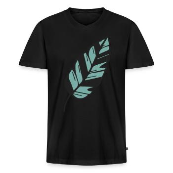 Silver fern New Zealand Maori - Men's Premium Organic T-shirt with V-neck - black - Front - Nico (187cm)