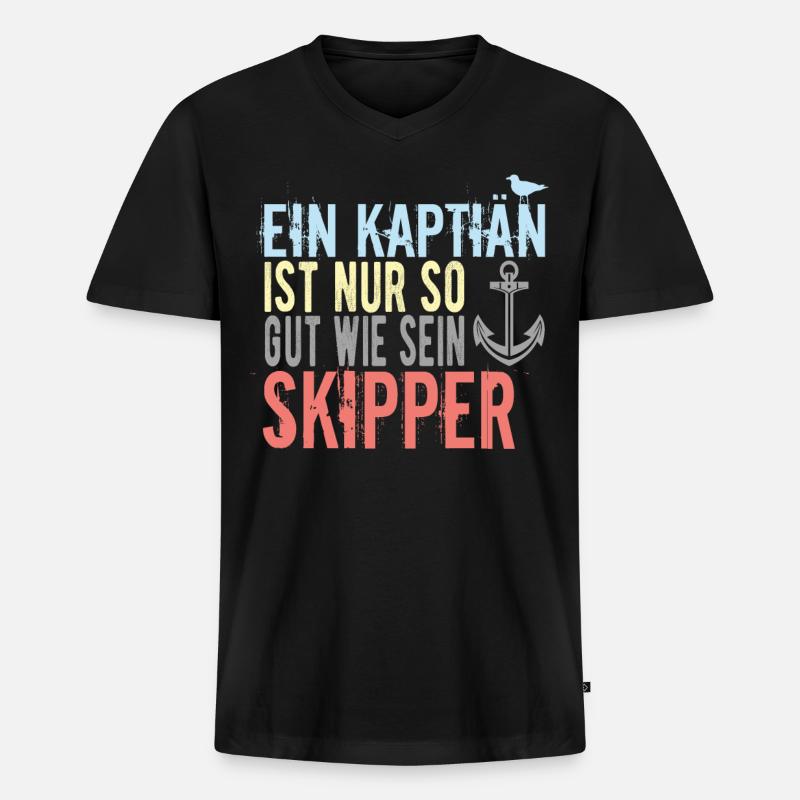 Skipper Sprüche - Männer Premium Bio T-Shirt mit V-Ausschnitt - Schwarz