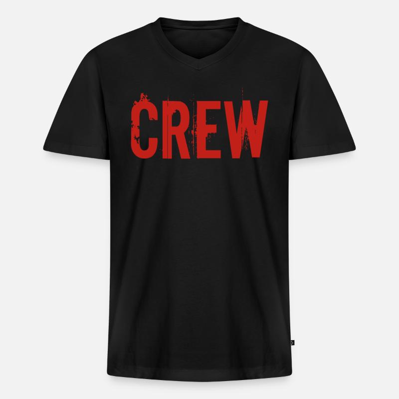 Crew Rot - Männer Premium Bio T-Shirt mit V-Ausschnitt - Schwarz