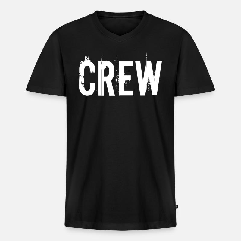 Crew - Männer Premium Bio T-Shirt mit V-Ausschnitt - Schwarz