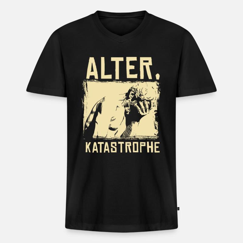 Alter Katastrophe - Männer Premium Bio T-Shirt mit V-Ausschnitt - Schwarz