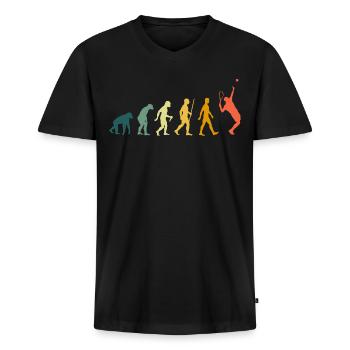 Tennis Evolution Retro - T-shirt encolure en V Premium bio Homme - noir - Devant - Nico (187cm)