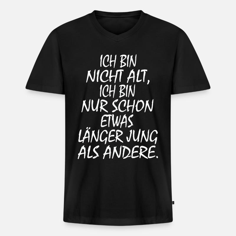 Ich bin nicht alt - Männer Premium Bio T-Shirt mit V-Ausschnitt - Schwarz