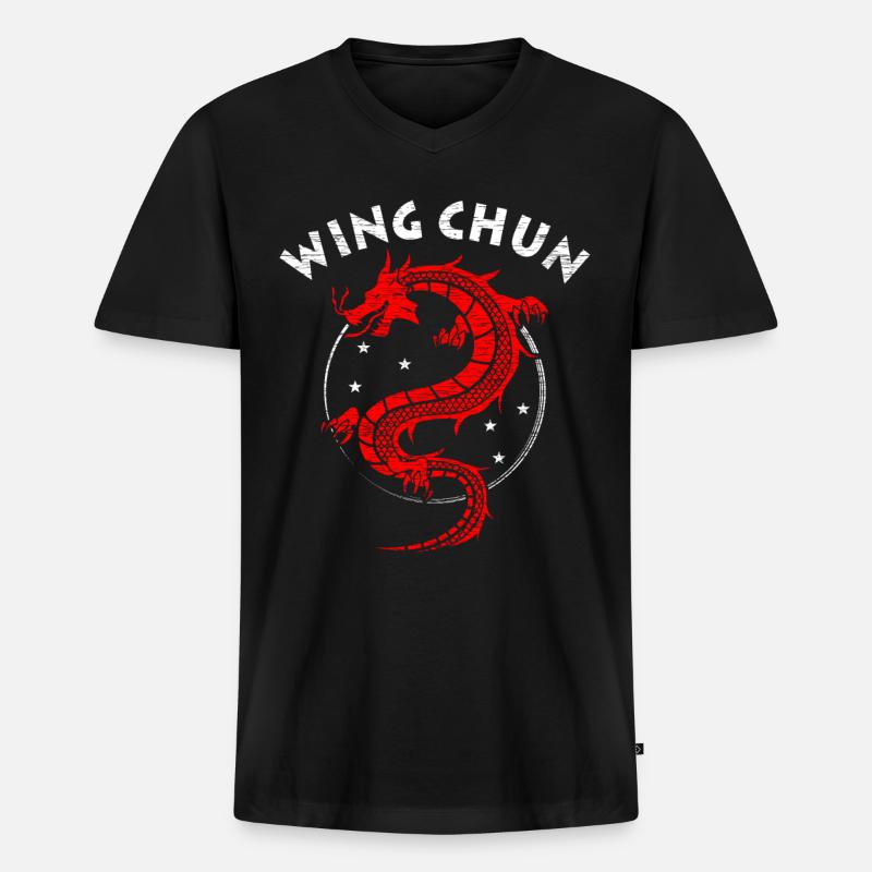 Wing Chun Geschenk - Männer Premium Bio T-Shirt mit V-Ausschnitt - Schwarz