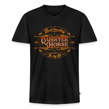 Best breeding Quarter Horse is my life QH - Men's Premium Organic T-shirt with V-neck - black - Front - Nico (187cm)