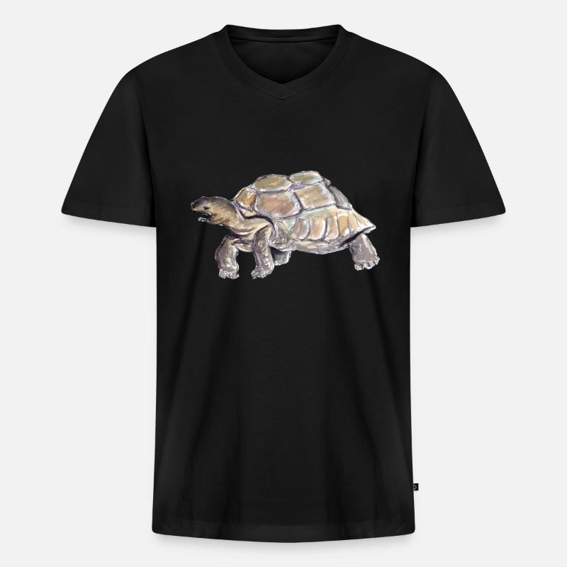 Schildkröte - Männer Premium Bio T-Shirt mit V-Ausschnitt - Schwarz