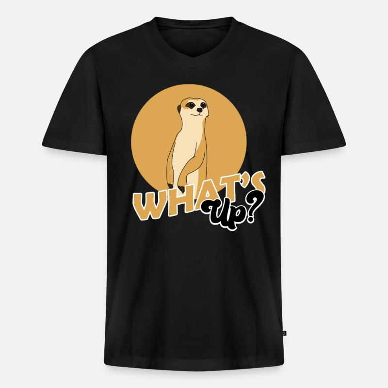 Erdmännchen, Erdmännchen süss, Erdmännchen Wache - Männer Premium Bio T-Shirt mit V-Ausschnitt - Schwarz