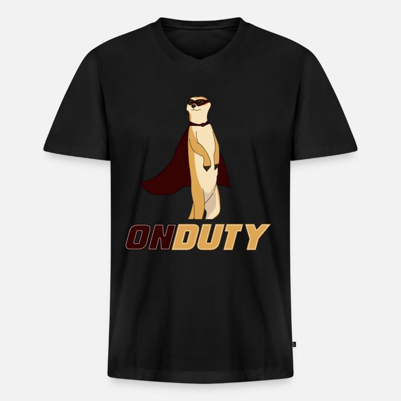 Erdmännchen, Erdmännchen relaxen, Meerkat - Männer Premium Bio T-Shirt mit V-Ausschnitt - Schwarz