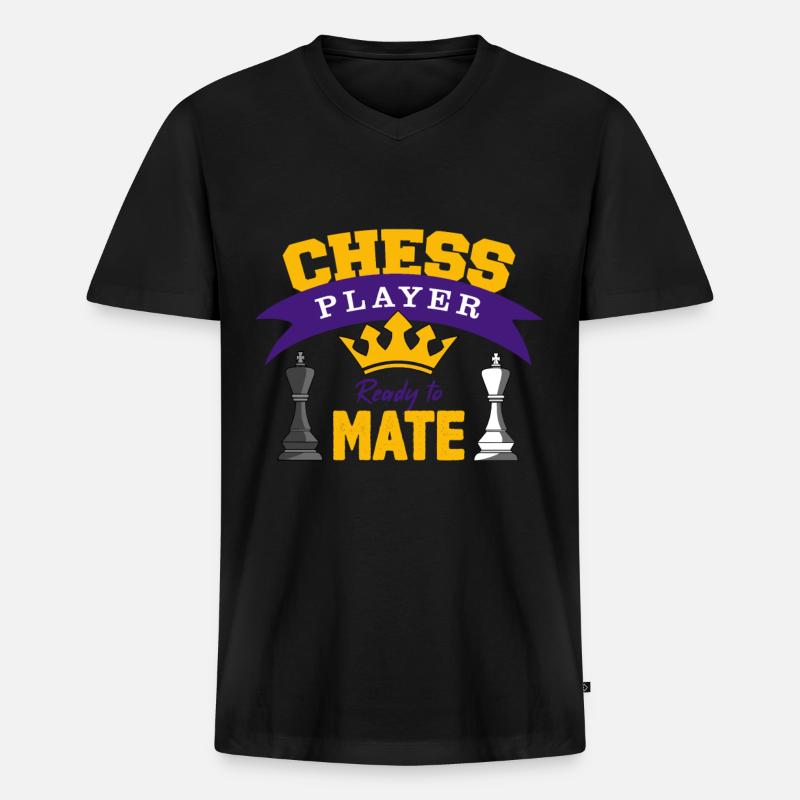 Échecs, jeu d'échecs, jeu d'échecs - T-shirt encolure en V Premium bio Homme - noir
