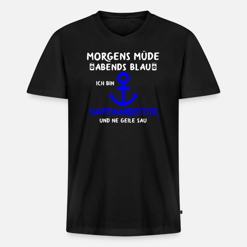 Hafenarbeiter Dockarbeiter Docker Hafen - Männer Premium Bio T-Shirt mit V-Ausschnitt - Schwarz