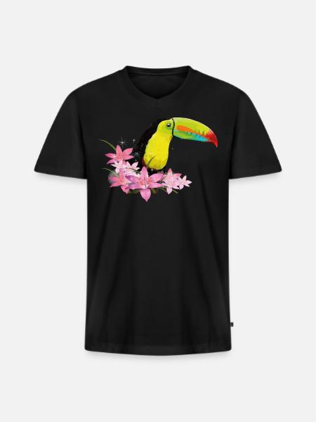 Green-billed toucan - Men's Premium Organic T-shirt with V-neck - black