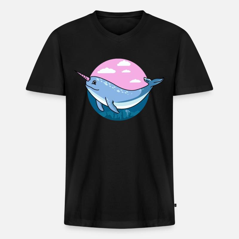 Narwal, Narwal Tier, Narwal Narwale - Männer Premium Bio T-Shirt mit V-Ausschnitt - Schwarz