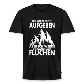 Ich werde nicht aufgeben - Männer Premium Bio T-Shirt mit V-Ausschnitt - Schwarz - Vorne - Nico (187cm)