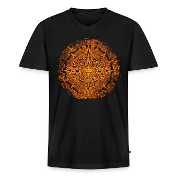 Aztec Mayan Aztec Calendar Mexico - Men's Premium Organic T-shirt with V-neck - black - Front - Nico (187cm)