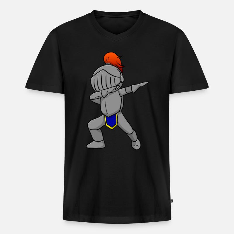 Ritter - Männer Premium Bio T-Shirt mit V-Ausschnitt - Schwarz